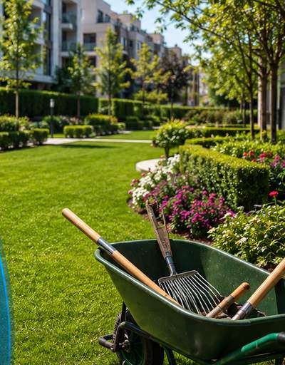 Zona ajardinada de una urbanización